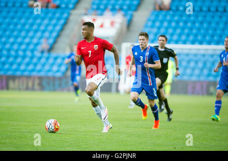 Oslo, Norwegen, 1.Juni. 2016. Norwegen schlug Island 3: 2 in ein Fußball-freundliches Haus im Ullevaal-Stadion. Hier ist Norwegens Joshua King (7) gesehen in Aktion während des Spiels. Bildnachweis: Jan-Erik Eriksen/Alamy Live-Nachrichten Stockfoto