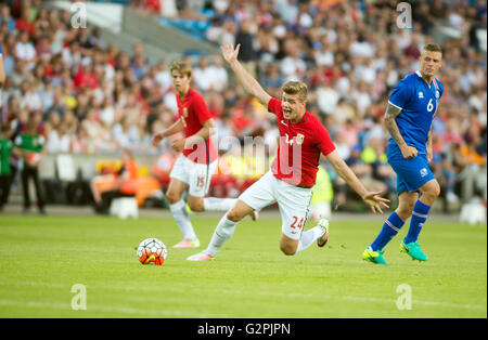 Oslo, Norwegen, 1.Juni. 2016. Norwegen schlug Island 3: 2 in ein Fußball-freundliches Haus im Ullevaal-Stadion. Hier ist Norwegens Alexander Sørloth (24) gesehen in Aktion während des Spiels. Bildnachweis: Jan-Erik Eriksen/Alamy Live-Nachrichten Stockfoto