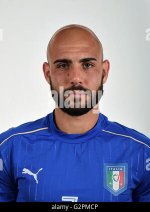 Florenz, Italien. 1. Juni 2016. Simone Zaza (ITA) Fußball: Italien team Präsentation für die UEFA EURO 2016 in Coverciano, Florenz. © FIGC/Handout/Aicfoto/AFLO/Alamy Live News Stockfoto