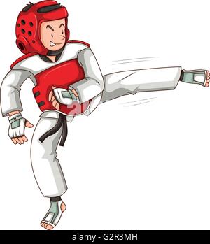 Mann in Taekwondo Outfit treten Abbildung Stock Vektor