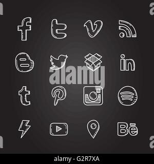Handgezeichnete Vektor Illustration Satz von social-Media-Schild-Symbol und symbol Stock Vektor