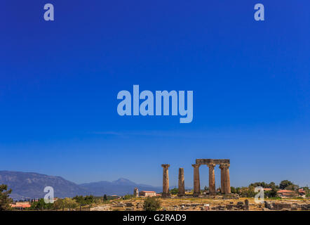 Apollotempel Ruinen in der antike Korinth, Peloponnes Stockfoto