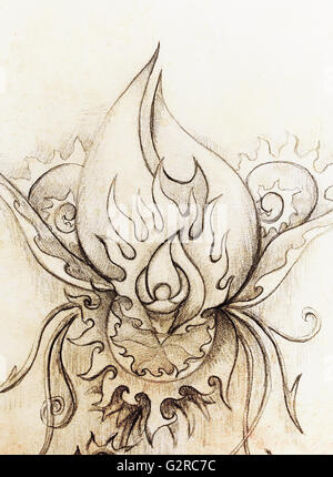 Farbzeichnung von ornamentalen Blütenstruktur ist. Original Hand auf Papier gezeichnet. Stockfoto