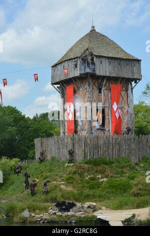 Puy du Fou, Viking Show - Action-Sequenz auf der Viking Show im Themenpark der Puy Du Fou. Stockfoto