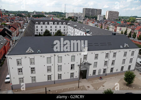 Die ursprüngliche Dossin-Kaserne, Gelände des ehemaligen Durchgangslager gegenüber Kazerne Dossin Memorial, Mechelen, Belgien. Stockfoto