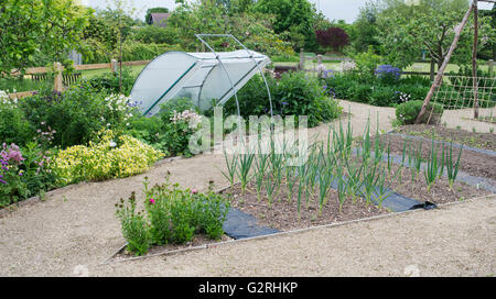 Pflanzlichen Zuteilung an Ryton Bio-Garten im Frühling. Warwickshire, England Stockfoto