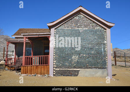 Flasche Haus in Rhyolite, Nevada, USA. Stockfoto