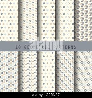 10 verschiedene weiche Muster, formale und geometrischen Design, Muster Farbfelder Vektor endlose Textur für Wallpaper, pat verwendet werden kann Stock Vektor