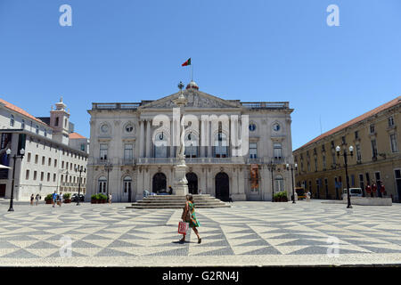 Praça Municipio / kommunale qm in Lissabon. Stockfoto