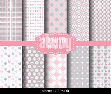 Set von Herzen, süße rosa Muster für Valentinstag, Muster Farbfelder, Vektor, endlose Textur für Tapete, prasseln einsetzbar Stock Vektor