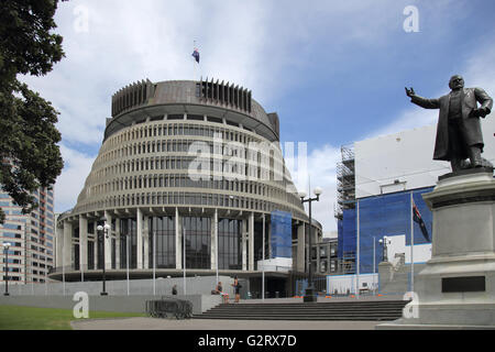 Parlamentsgebäude, bekannte os den Bienenstock in Wellington in der Nordinsel von Neuseeland Stockfoto