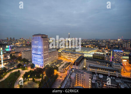Ein Teil der City of London von oben gesehen, auf dem London Eye Gondel, London, England. Stockfoto