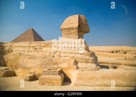 Wächter-Sphinx bewacht die Gräber der Pharaonen in Gizeh. Kairo, Ägypten Stockfoto