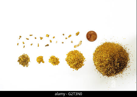 Haufen von alluvial Gold Staub gefunden in einem Fluss im Departement Gard Französisch in Süd-Ost-Frankreich Stockfoto