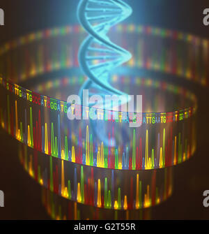 3D Abbildung einer Methode der DNA-Sequenzierung. Stockfoto