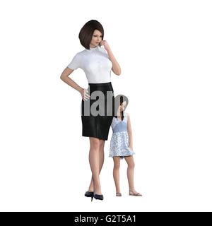 Mutter Tochter Zusammenspiel von Mädchen umarmt Mutter als Illustration Konzept Stockfoto