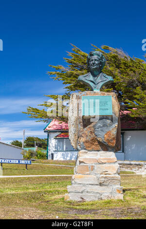 Das Denkmal für Margaret Thatcher am East Falkland-Inseln, Stanley, Falkland-Inseln, British Overseas Territory. Stockfoto