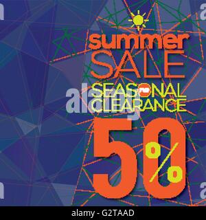 Summer Sale-modernen blauen geometrischen Hintergrund-Vektor-Illustration Stock Vektor
