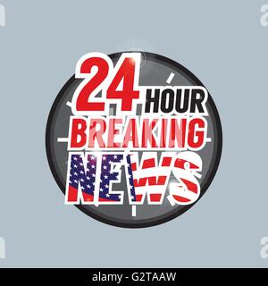 24 Stunden Breaking News Abzeichen Vektor-Illustration Stock Vektor