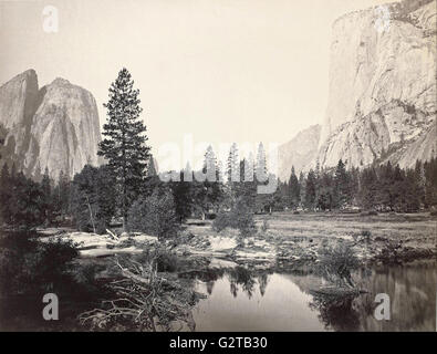 Carleton Emmons Watkins - unten Valley, Yosemite, Cathedral Rocks, El Capitan, Yosemite- Stockfoto