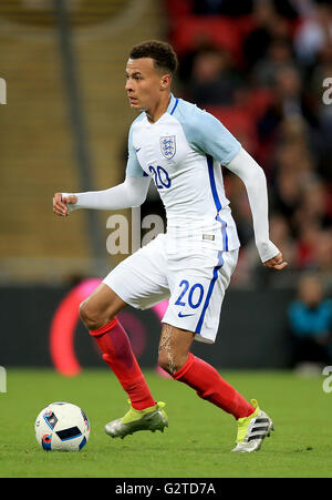 Englands DELE Alli während eines Internationalen Freunds im Wembley Stadium, London. DRÜCKEN SIE VERBANDSFOTO. Bilddatum: Donnerstag, 2. Juni 2016. Siehe PA Story SOCCER England. Bildnachweis sollte lauten: Mike Egerton/PA Wire. Stockfoto