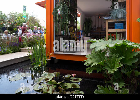 RHS Chelsea Flower Show 2016, Begrünung Grey Britain Garten Stockfoto