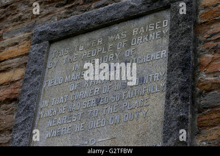 Das neu restaurierte Kitchener Denkmal, Lord Kitchener, an Marwick Head in Orkney, wird am Sonntag anlässlich des hundertsten Jahrestag des Untergangs der HMS Hampshire vorgestellt. Stockfoto