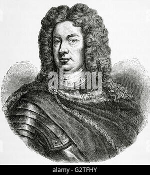 John Churchill, 1. Duke of Marlborough (1650-1722). Englisch, militärischen und politischen. Porträt. Gravur in Universalgeschichte, 1883. Stockfoto