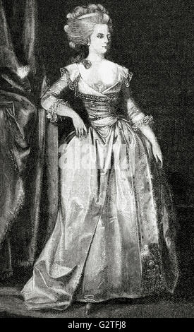 Maria Feodorowna (Sophie Dorothea von Württemberg) (1759-1828). Kaiserin-Gemahl von der Reußen. Kupferstich von H. Gedan in Universalgeschichte, 1885. Stockfoto