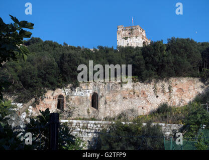 Maurische Burg Turm eine Hommage, Gibraltar Stockfoto