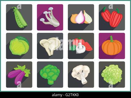 Gemüse-flache Vektor-Icons set Stock Vektor