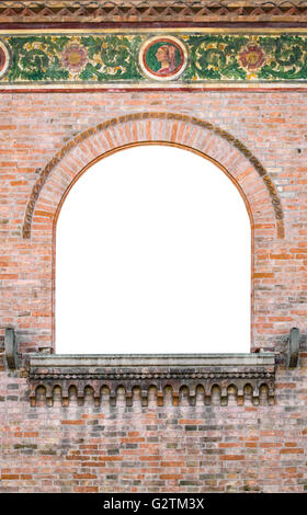 Gewölbte Fenster des italienischen mittelalterlichen Palast geeignet als Frame oder Grenze. Stockfoto