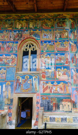 Das Kloster Voronet; Kirche Sfantul Gheorghe ("St. Georg"); Gura Humorului Fresko Rumänien Stockfoto