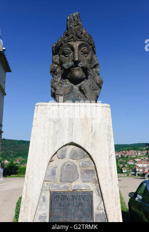 Statue von Vlad III. Dracula (Vlad Tepes), Rumänien, Siebenbürgen, Transsilvanien, Siebenbürgen (Transsilvanien), Sighisoara/Schäßburg Stockfoto