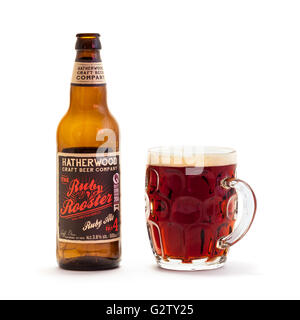 "Die Ruby Hahn Nr. 4" durch die Hatherwood Craft Beer Company, gebraut von Wychwood Brewery in Witney, Oxforshire im Auftrag von Lidl Stockfoto