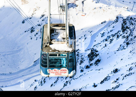 Aussicht vom L'aguille Rouge (3200m) im Skigebiet Les Arcs 2000, Frankreich Stockfoto