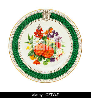 Royal Crown Derby handbemalt Platte ausgegeben, um den 80. Geburtstag von Königin Elizabeth die Königin-Mutter Stockfoto