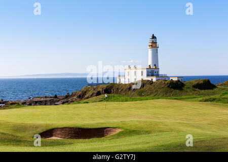 "Neuen" 9. Putting-Green auf dem Loch, bekannt als Bruce es nun, am Leuchtturm, auf Ailsa Course von Trump Turnberry Golf Course Stockfoto