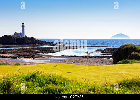 "Neuen" Putting-Green am 10. Loch auf Ailsa Trump Turnberry Golf Course, Ayrshire, Schottland, Vereinigtes Königreich, Stockfoto