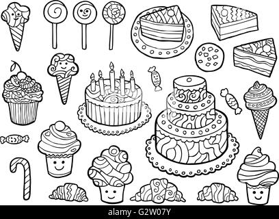 Satz von niedlichen monochrome Süßigkeiten. Stock Vektor