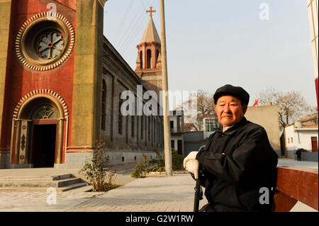 CHINA Provinz Shaanxi katholische Kirche in Sanyuan / CHINA Provinz Shaanxi, Katholische Kirche in Sanyuan Stockfoto