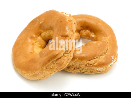 Paar süße aufgerollt Pfannkuchen, isoliert auf weiss. Stockfoto