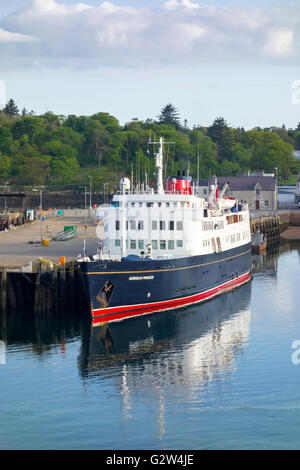 MV Hebridean Princess formal bekannt als die RMS dann MV Columba angedockt an Stornoway Hafen Isle of Lewis Western Isles Scotland Stockfoto