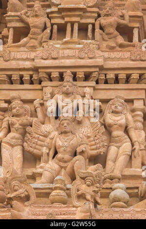 Shiva-Statue im Tempel in Thirumayam. Stockfoto