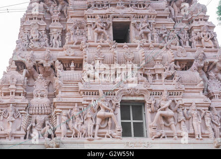 Mittleren Bereich der Shiva-Tempel in Thirumayam. Stockfoto