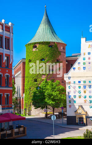 Mittelalterliche Pulverturm in Riga, Lettland Stockfoto