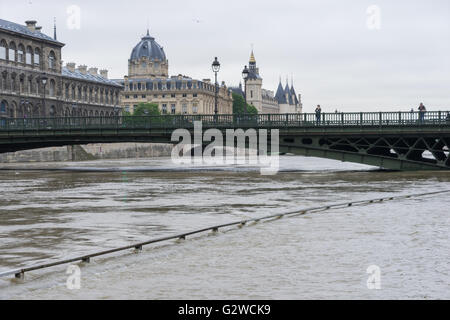 Seine Hochwasser Juni 2016 in Paris, Frankreich Stockfoto