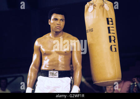 Muhammad Ali in der Ausbildung vor seinen Schwergewichts-Championchipfight gegen Richard Dunn auf 25.05.1976 in der Olympiahalle in München. | weltweite Nutzung Stockfoto