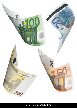 Euro Rechnung Collage isoliert auf weiss. Hochformat Stockfoto