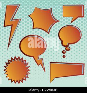 Eine Vintage retro-set Comic Cartoon Buchelemente - Sprechblasen, Idee Bläschen und Halbton-Design-Elemente. Vektor-EPS 10 ein Stock Vektor